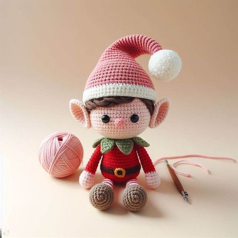 Elf Crochet Pattern, Elf Amigurumi, Crochet Elf, Elf Toy, Knitting For Charity, Red Yarn, Christmas Crochet Patterns, Fun Crochet Projects, Crochet Lovers