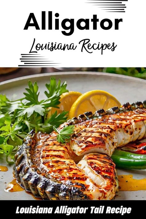 Grilled Louisiana Alligator Tail Recipe How To Cook Gator Meat, Smoked Alligator Recipe, Smoked Alligator, Alligator Recipes, Gator Recipe, Alligator Meat, Alligator Tail, Brussel Sprouts Recipes Easy, Louisiana Alligator