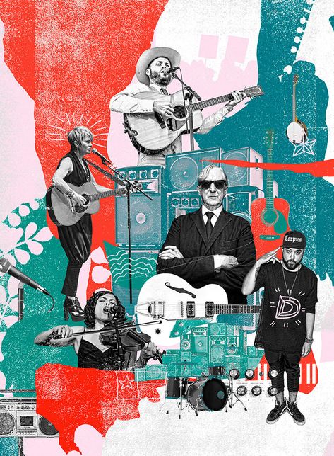 Contemporary Collage, Texas Music, Texas Monthly, Illustration Projects, Digital Collages, Collage Book, Art Articles, Mixed Media Illustration, Collage Art Projects