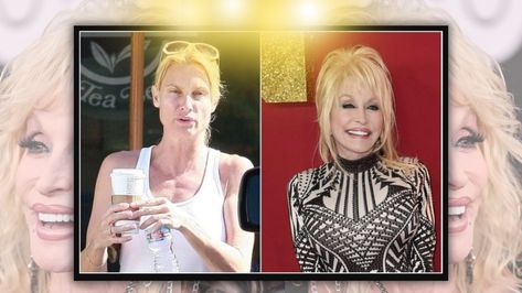 The country music legend is famous for her glamorous, high-maintenance style and is rarely seen in public without full makeup or one of her many wigs. Dolly Parton Without Wig, Dolly Parton Without Makeup, Dolly Parton Wigs, Nicollette Sheridan, Celebs Without Makeup, African Violets Plants, Violet Plant, Full Makeup, Music Recommendations