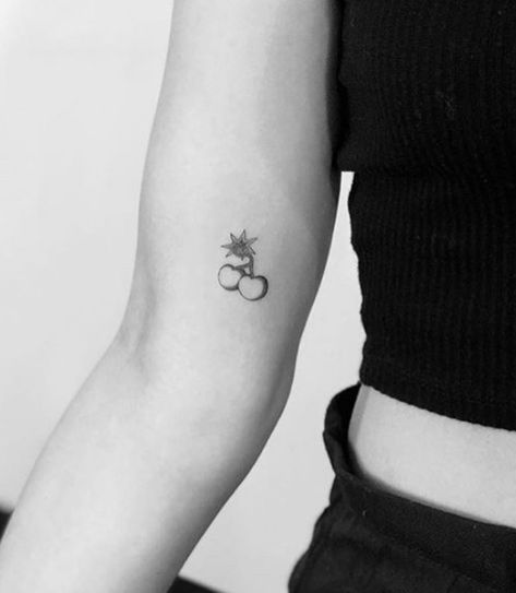 Cherry Bomb Tattoo, Bomb Tattoo, Cherry Tattoos, Small Tattoos Simple, Tattoo Design Book, Discreet Tattoos, Stick And Poke, Cherry Bomb, Cute Tattoos