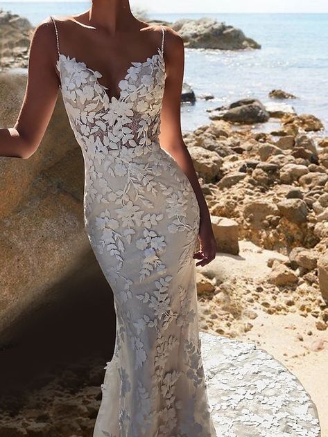 Wedding Dresses Mermaid Trumpet, Boho Wedding Dresses, Cheap Wedding Dresses Online, Wedding Dress Store, Wedding Dresses Mermaid, Dresses Mermaid, Beach Boho, Evening Dresses Cocktail, Lace Bridal Gown