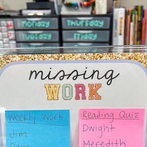 Katie | Third Grade Teacher on Instagram: "How I keep tracking of missing assignments! With my gradebook being digital, I needed a visual reminder to help me keep track of missing assignments, and this dollar tree acrylic frame works wonders! I just slap a sticky note up as soon as I find out an assignment is missing and cross their name off once it has been entered into the gradebook📝✅" Missing Assignments, Missing Work, Third Grade Teacher, Book Clubs, Acrylic Frame, Grade Book, Acrylic Frames, Sticky Note, Keep Track