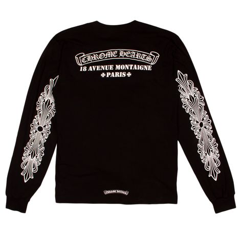 Men's Chrome Hearts Paris Excluisve Long Sleeve T-Shirt in Black Chrome Hearts Long Sleeve, Horseshoe Logo, Swag Outfits Men, Heart Clothes, Mens Silver Necklace, Fit Ideas, Hot Sneakers, Chrome Hearts, Black Colour