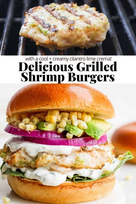 Lobster Burger Recipe, Shrimp Burger Sauce, Seafood Burger Recipes, Sauce For Shrimp Burgers, Shrimp Burgers Recipe, Shrimp And Crab Burgers, Shrimp Burger Toppings, Keto Shrimp Burgers, Best Shrimp Burger Recipe