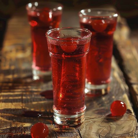 🍒 Fiery Cherry Bomb Shots, a party starter! #ShotTime 🍽️ Cherry Bomb Shots 🛒 Ingredients: Cherry vodka: 1 oz Energy drink: 1 oz Grenadine: A splash 👩‍🍳 Instructions: Mix: Vodka and energy drink. Add: Grenadine. Serve: Chilled. 🎉 Ignite your night with these explosive shots. Party like never before! #CherryBlast Cherry Bomb Shot, Bomb Shots, Cherry Vodka, Instagram Recipes, Party Starters, Trending Recipes, Cherry Bomb, Energy Drink, Instagram Worthy