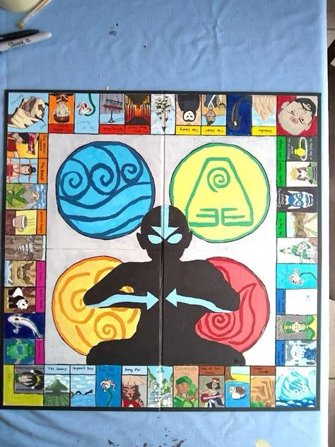 #myart #avatar #atla #monopoly Diy Atla Crafts, Avatar The Last Airbender Gift Ideas, Atla Painting Ideas, Avatar Diy Ideas, Atla Doodles, Avatar The Last Airbender Crafts, Atla Painting, Avatar Crafts, Avatar Painting