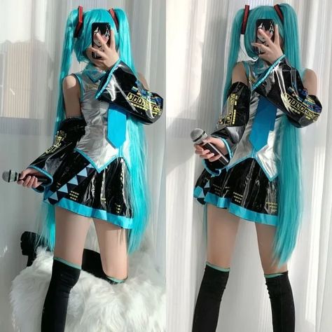 Hatsune Miku Cosplay clothes Animation formula clothes Miku wig accessories short skirt full set of Clothes Animation, Miku Wig, Suit Halloween Costume, Hatsune Miku Cosplay, Medieval Cosplay, Cosplay Clothes, Halloween Costume Suit, Halloween Party Dress, Miku Cosplay