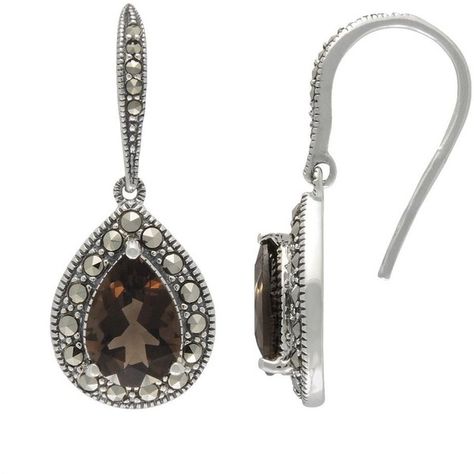 Lavish by TJM Sterling Silver Smoky Quartz Drop Earrings ($80) ❤ liked on Polyvore featuring jewelry, earrings, brown, pear drop earrings, fish hook jewelry, sterling silver earrings, fishhook earrings and earring jewelry Fish Hook Jewelry, Marcasite Earrings, Marcasite Jewelry, Rainbow Moonstone Ring, Smoky Quartz, 925 Sterling Silver Ring, Custom Jewelry, Sterling Silver Earrings, Santa Claus