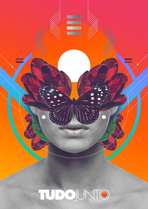 Tudo Junto 3 Flyer Artwork on Behance Kunst Collages, Colour Party, 8bit Art, Webdesign Inspiration, Poster Illustration, Collage Design, Party Poster, Creative Posters, Art And Illustration