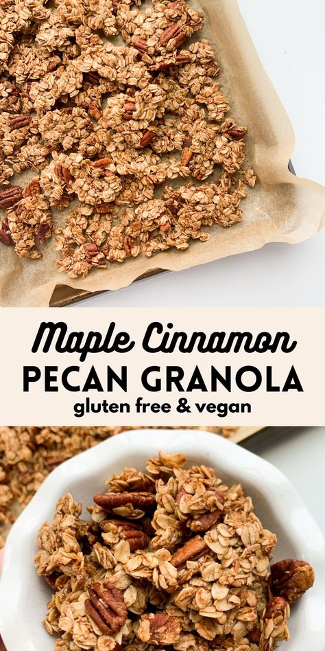 Breakfast Videos, Pecan Granola, Homemade Granola Healthy, Granola Recipe Healthy, Dessert Homemade, Cinnamon Granola, Granola Recipe Homemade, Granola Healthy, Gluten Free Breakfasts