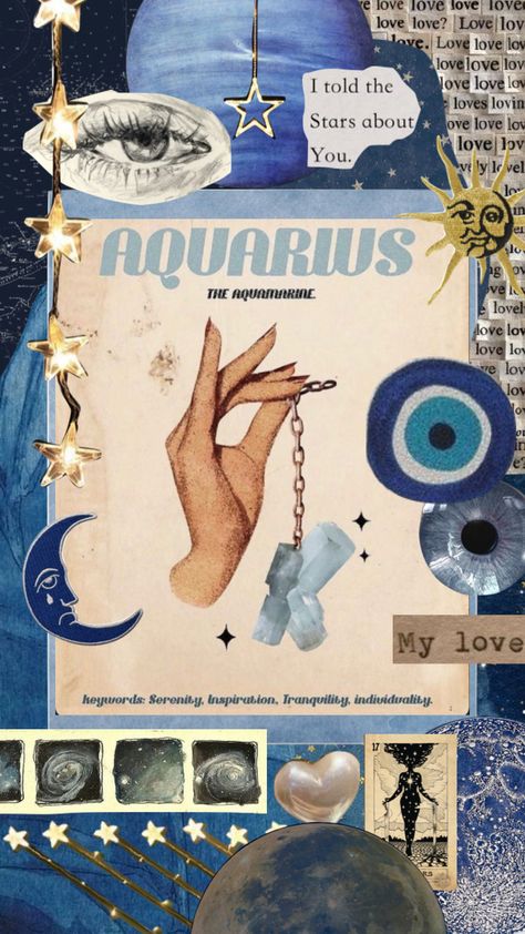 Aquarius Collage Wallpaper, Aquarius Lockscreen, Aquarius Mood Board Aesthetic, Aquarius Wallpaper Iphone Aesthetic, Aquarius Mood Board, Aquarius Moodboard, Aquarius Aesthetic Wallpaper, Aquarius Core Aesthetic, Aesthetic Aquarius