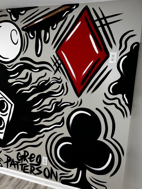 Creative Wall Design Office Art Ideas, Graffiti Room, Simple Wall Paintings, Creative Wall Design, Mens Bedroom Decor, Accent Wall Paint, Graffiti Doodles, Bad Girl Wallpaper, Man Cave Wall