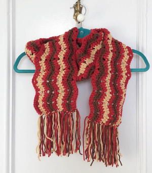 Bonfire Fringe Scarf Fringe Scarf Crochet, Candlewicking Embroidery, Ripple Pattern, Striped Scarf, All Free Crochet, Quilting Rulers, Scarf Crochet, Paintbox Yarn, Scarf Crochet Pattern