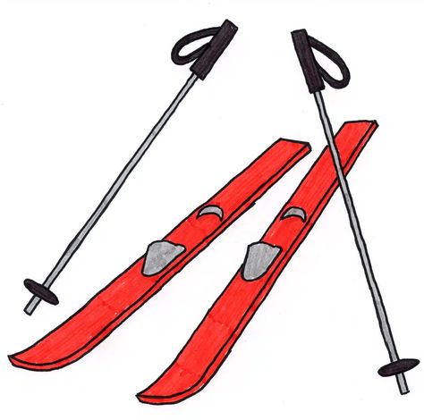 Easy How to Draw Skis Tutorial and Skis Coloring Page Skis Drawings, Self Portrait Tutorial, Skiing Drawing, Draw Frankenstein, Ski Drawing, Adventure Time Poster, Fraternity Coolers, Winter Drawings, Portrait Tutorial