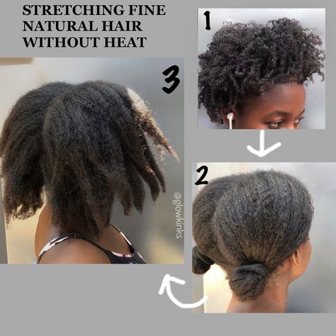 #stretch #healthy #hair #naturalhaircare #heat #naturalhaircommunity Stretch Natural Hair Without Heat, Stretch Natural Hair, Fine Natural Hair, Hair Without Heat, Natural Hair Community, Texturizer On Natural Hair, 4c Hair, Natural Haircare, Hair Texture