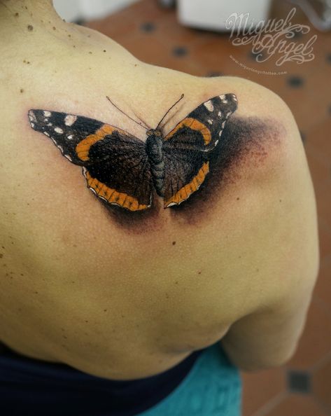 https://flic.kr/p/ynS81r | Red Admiral butterfly tattoo | Miguel Angel Custom Tattoo Artist www.miguelangeltattoo.com www.latinangel.co.uk/ London United Kingdom 00 44 7501 845 139 (Mobile) Red Admiral Butterfly Tattoo, Admiral Butterfly Tattoo, Tattoo Fixers, Ink Butterfly, Red Admiral Butterfly, Tattoos For Dad Memorial, Admiral Butterfly, Angel Custom, Butterfly Name Tattoo