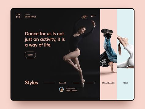 Thanks you for the like "L"  🙌  Have an idea? Hire me trofimenko.andrew@gmail.com Dance Landing Page, Dance Studio Website Design, Dance Website Design, Dance Studio Website, Dance App, Dance Studio Design, Identity Card Design, Friday Dance, Dancer Lifestyle