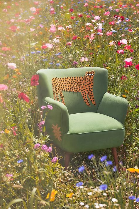 Marcello Velho | AnthroLiving Anthropologie Chair, Chair Making, Cozy Chair, Pool Rooms, Embroidered Art, Bhldn Weddings, Linen Upholstery, Wingback Chair, Creature Design