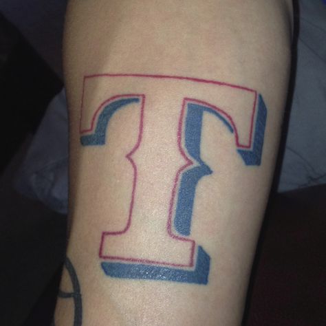 Hubby's Texas Rangers Tattoo Texas Ranger Tattoos, Texas Rangers Tattoo, Walker Texas Rangers, Snoopy Tattoo, Texas Tattoos, Tattoo For Son, Symbolic Tattoos, Texas Rangers, Body Health