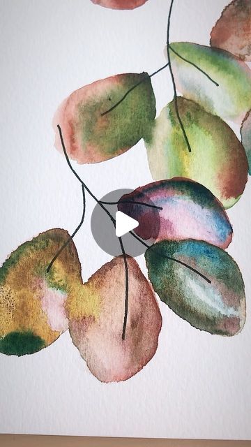 Ink And Watercolor Art Ideas, Step By Step Watercolor Painting Easy, Large Flower Paintings, Autumn Leaves Painting, Abstract Watercolor Paintings Tutorials, Watercolour Abstract Art, Watercolor Painting Easy, Abstract Watercolor Flower, Watercolor Autumn Leaves