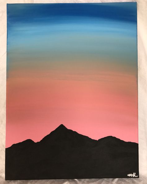 Sunset mountains acrylic painting on canvas. Available in my Etsy shop! https://www.etsy.com/shop/TheActorsPaintShop Mountain Acrylic Painting, Small Canvas Paintings, Simple Canvas Paintings, Canvas Drawings, Cute Canvas Paintings, Easy Canvas Art, Easy Canvas Painting, Seni Cat Air, Canvas Painting Diy