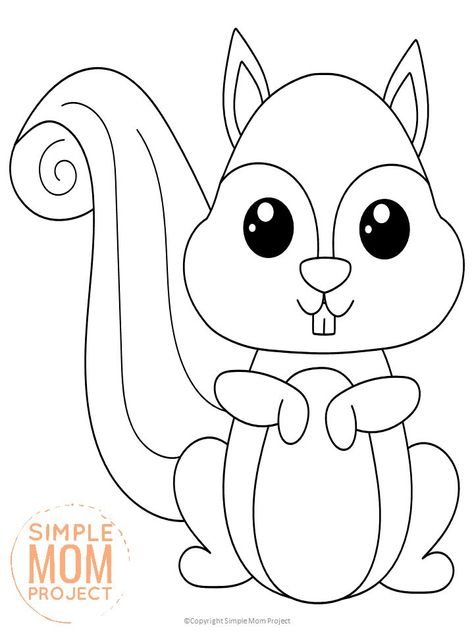 Free Printable Woodland Squirrel Coloring Page Squirrel Coloring Page, Backyard Animals, Animal Printables, The Letter S, Cute Squirrel, Baby Squirrel, Printable Coloring Book, Animal Coloring Books, Printable Crafts