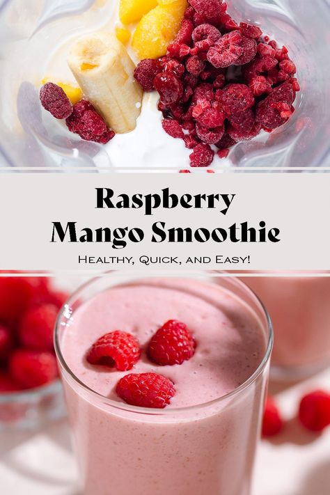 Are you looking for an easy, refreshing, and nutritious smoothie? Try this Raspberry Mango Smoothie! Made with creamy coconut yogurt, almond milk, and a blend of frozen raspberries and mango, it's vegan, light, and oh-so-creamy. Perfect for a quick snack or a wholesome breakfast, especially when you add your favorite protein powder! via @healthfulideas Matcha Waffles, French Fry Seasoning, Chai Spice Mix, Mushroom Tart, Lemon Pancakes, Frozen Raspberries, Smoothies With Almond Milk, Coconut Milk Recipes, Raspberry Smoothie