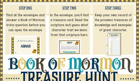 Book Of Mormon Treasure Hunt - Priceless Treasure of Knowledge Activity - Latter Day Saint Primary and Youth Activity Book Of Mormon Scavenger Hunt, Book Of Mormon Youth Activities, Indexing Activity Lds, Book Of Mormon Hero Activity, Activity Days Scavenger Hunt Lds, Book Of Mormon Primary Activity, Children And Youth Program Lds Goals, Lds Youth Activities, Primary Activity Days