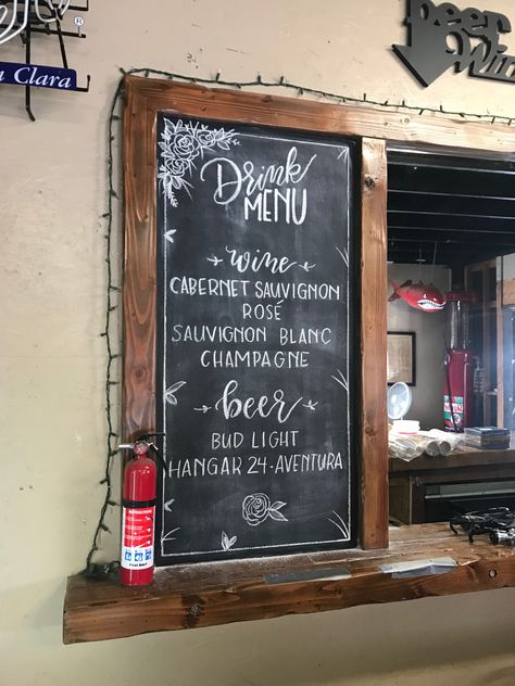 Drink Menu Drink Specials Chalkboard, Chalkboard Drink Menu Board, Drink Menu Board Design, Drink Menu Chalkboard, Menu Board Design, Wedding Drink Menu, Pub Design, Chalk Lettering, Menu Board