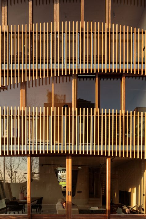 Bamboo Facade, Wood Facade, Shade Structure, Wooden Slats, City Design, Facade Design, Built Environment, Architectural Inspiration, Residential Building