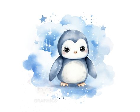 Watercolor Baby Penguin Clipart, PNG Instant Download File, Digital Design For Crafting, Nursery Art Tote Bags Design, Penguin Baby Showers, Penguin Clipart, Bento Kids, Wood Signage, Baby Theme, Website Logo Design, Website Graphics, Design Websites