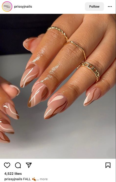 Ombre Nude Nails Almond Shape, Short Fall Acrylic Nails Almond, Autom Nails, Simple Nail Designs For Fall, Almond Nails Designs Winter, Simple Fall Nail Designs, Natrual Nails, Nurse Nails, Simple Fall Nail