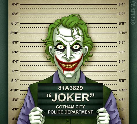 Image Joker, Harley Quinzel, Hugo Strange, Villains Party, Joker Artwork, Mug Shot, Joker Art, Bad Guys, Batman Art