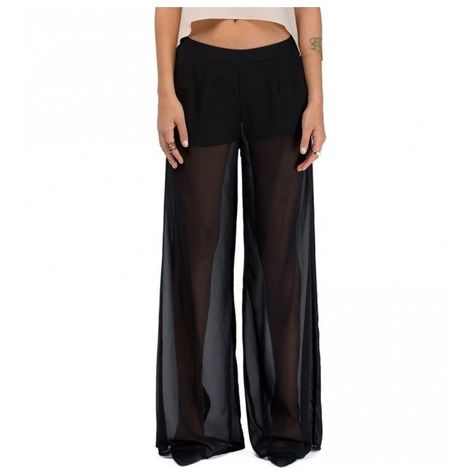 Wide Leg Chiffon Overlay Trousers ($23) ❤ liked on Polyvore featuring pants, style moi, stylemoi, chiffon pants, white wide leg trousers, white trousers, wide-leg trousers and white pants Flowing Pants, Tobi Pants, High Waisted Palazzo Pants, White Wide Leg Trousers, Chiffon Pants, White Trousers, Chiffon Overlay, Palazzo Pants, White Pants