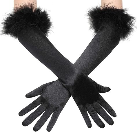 DesignsByJaiden's Halloween ✨ Product Set on LTK 1920s Flapper Costume, Winter Gloves For Women, Gatsby Themed Party, Elbow Length Gloves, Elegant Gloves, Dancer Dress, Evening Gloves, Flapper Costume, Costume Noir