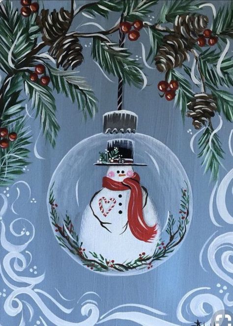 Christmas Art Snowman, Painting Of Snowman, Snowman Painting On Canvas, Cute Christmas Paintings On Canvas Easy, Cute Snowman Painting, Easy Christmas Paintings On Canvas, Christmas Snowman Painting, Christmas Paintings Easy, Cute Christmas Paintings