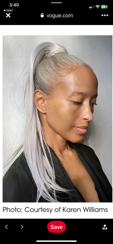 Hairstyles Grey Hair Over 50, Gray Hair Ponytail Hairstyles, Gray Ponytail For Black Women, Gray Hair Black Women, Hair Stely, White Hair Beauty, Bottleneck Bangs, Grey Hair Braids, Grey Hair Care