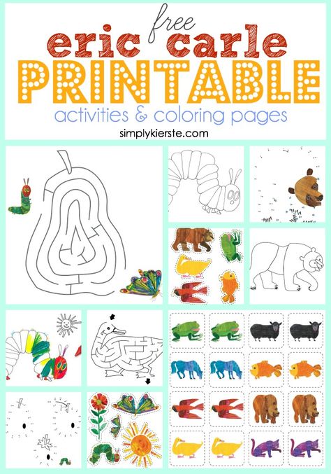 Good Mornings with Eric Carle and Gymboree, reading books, wearing cozy pajamas, and working on FREE Eric Carle printable activities & coloring pages! Mlk Crafts, Eric Carle Activities, Today Is Monday, Free Printable Activities, Preschool Literacy, Cozy Pajamas, Eric Carle, Preschool Fun, Reading Books