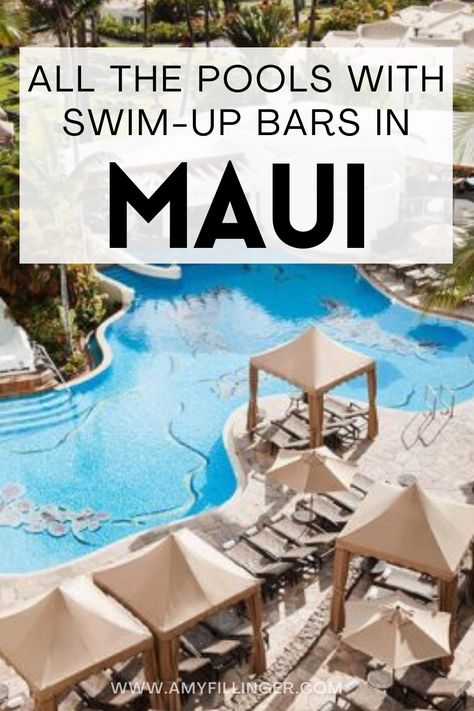 Are there pools with swim-up bars in Maui? Which resorts in Maui have swim-up bars? Here is a list of all the resorts in Maui with swim-up bars. These pools in Maui with swim-up bars are perfect for those who love pool days on their Maui vacations #mauivacation #maui #mauiresorts #mauipools Hyatt Regency Maui, Honeymoon Travel Agent, Best Beaches In Maui, Maui Snorkeling, Maui Itinerary, Volcano Bay, Maui Resorts, Maui Travel, Swim Up Bar