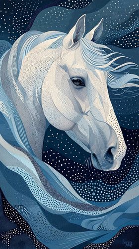 Flying Bulldog Art - Serenity Stream Blue Horse Painting, Horse Stencil, Swan Wallpaper, Horse Quilt, Woodcut Art, Color Symbolism, Horse Illustration, Horse Artwork, Bulldog Art