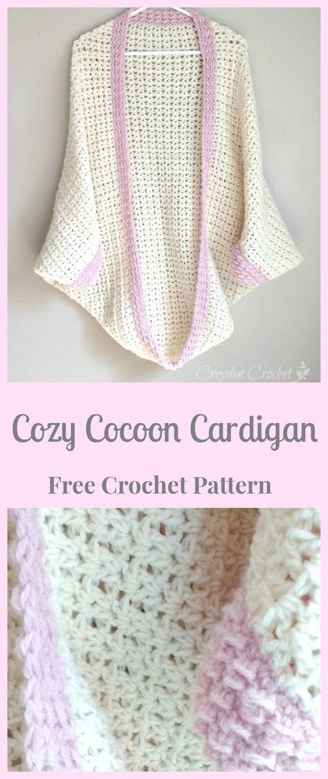 FREE PATTERN! Poncho Au Crochet, Crochet Cocoon, Skirt Diy, شال كروشيه, Confection Au Crochet, Crochet Cozy, Crochet Shawls And Wraps, Cocoon Cardigan, Crochet Shrug