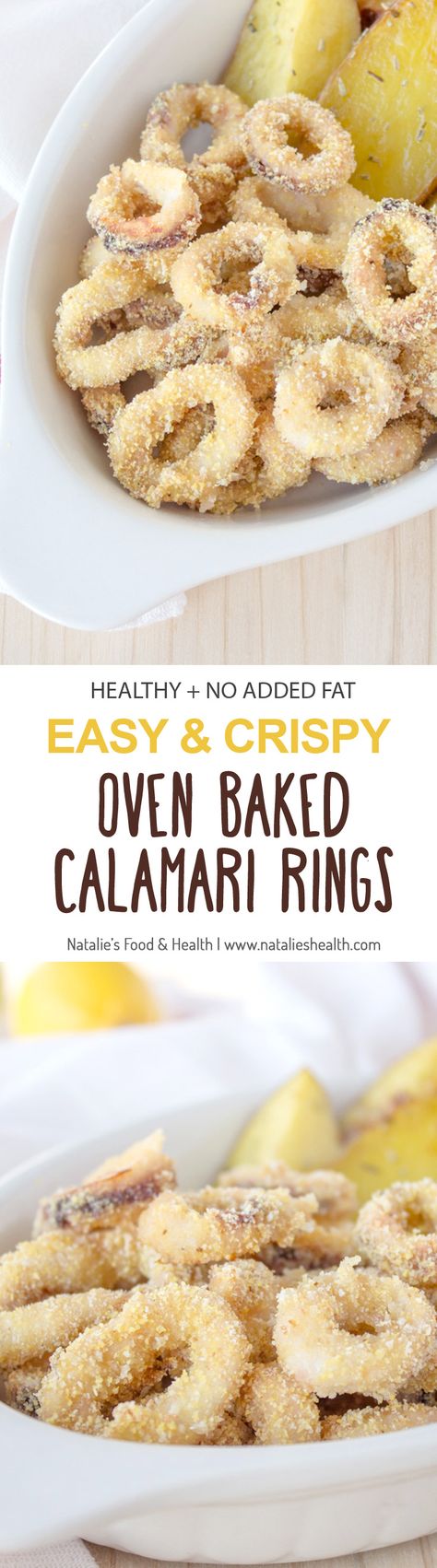 Crispy Oven Baked Calamari Rings prepared without added fat. Easy, simple and healthy seafood meal for the whole family. CLICK to read the recipe or PIN for later! #seafood #holiday #healthy #easy Baked Calamari, Calamari Rings, Calamari Recipes, Seafood Recipes Healthy, Healthiest Seafood, Easy Seafood Recipes, Healthy Easy, Calamari, Fish Dishes