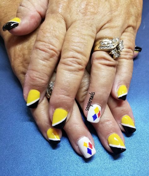 Steelers Nails Ideas, Pittsburgh Steelers Nails, Steeler Nails, Steeler Nails Designs, Pittsburgh Steelers Nail Designs, Steelers Nails Designs, Denver Broncos Nails Designs, Pittsburgh Pirates Nails, Denver Broncos Nails