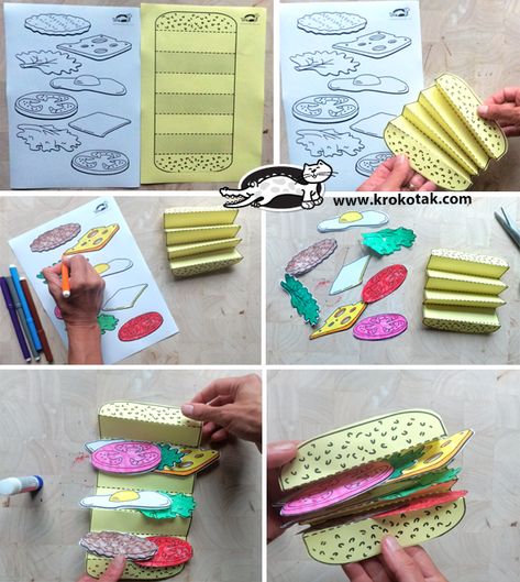 krokotak | SANDWICH ACTIVITY Hamburger Craft, Make A Sandwich, Teacher Crafts, Children Painting, Kraf Kertas, Insect Crafts, Cadeau Parents, Classroom Art, Seni Dan Kraf