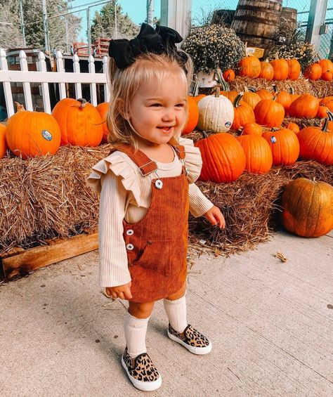 Hello cuteness! There's nothing we love more than a little overall dress! So great because you can really accessorize this and wear it for any season. Has adjustable shoulder straps, a square neckline, and utility patch pockets in front! Made of a soft-brushed cotton corduroy. Accessories sold separately. Toddler Girl Pumpkin Patch Outfit, Fall Toddler Outfits Girl, Baby Fall Outfits Girl, Toddler Fall Photoshoot, Baby Girl Fall Fashion, Fall Toddler Outfits, Toddler Fall Outfits Girl, Toddler Photoshoot