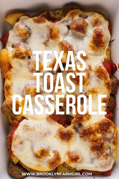 Texas Toast Casserole, Recipes Using Meatballs, Meatball Dinner, Toast Pizza, Meatball Casserole, Italian Meatballs Recipe, Texas Toast, Easy Meat Recipes, Easy Meatloaf