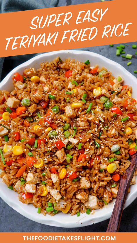 Easy Teriyaki Fried Rice with Homemade Teriyaki Sauce Fried Rice With Teriyaki Sauce, Fried Rice Teriyaki Chicken, Teriyaki Sauce Meals, Teriyaki Beef Fried Rice, Teriyaki Rice Recipe, Fried Rice Teriyaki, Teriyaki Chicken Fried Rice Recipe, Fried Rice Sauce, Teriyaki Fried Rice Recipe