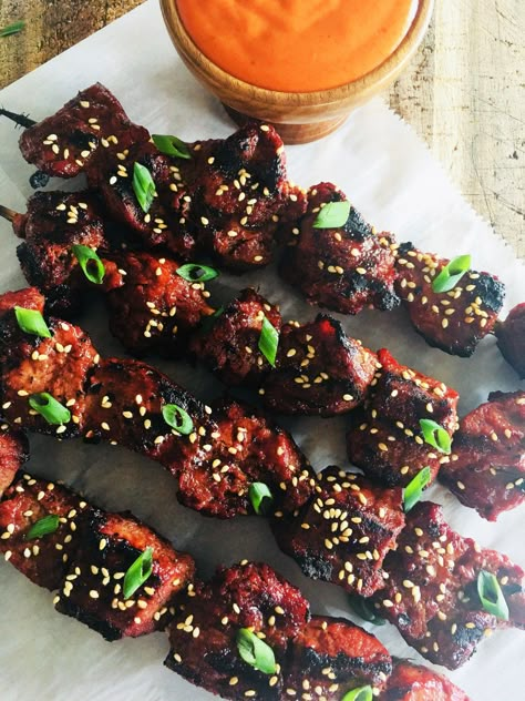 Grilled Korean Steak Kabobs - Cooks Well With Others Black Stone Kabobs, Beef Kebobs Recipes, Asian Steak Kabobs, Juicy Grilled Steak Kabobs, Beef Kebobs, Korean Steak, Steak Lunch, Steak Kebabs, Steak Kabobs