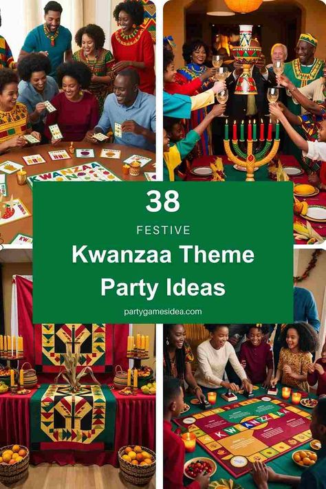 Kwanzaa Celebration Ideas, Kwanzaa Table Setting, Kwanzaa Decorations Table Settings, Kwanzaa Symbols, Diy Kwanzaa Decorations, Kwanzaa Food, Kinara Kwanzaa, Kwanzaa Colors, Games Ideas For Adults